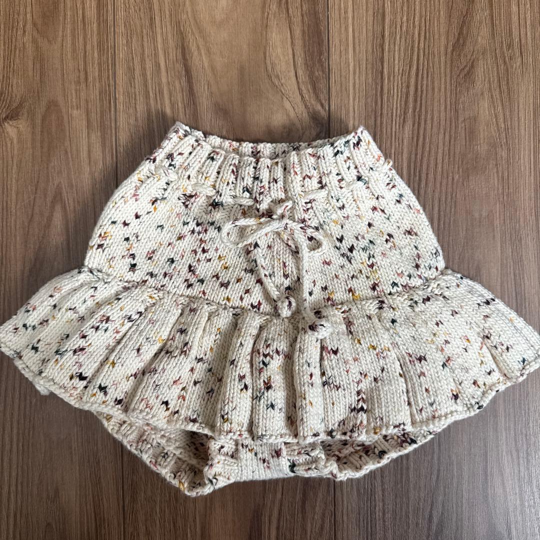 misha&pu f f ニットフリルスカート 100cm クリーム色