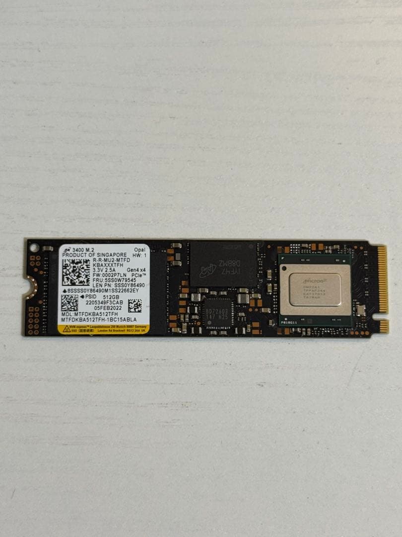 内蔵型SSD Micron 3400 M.2 Nvme 512GB Gen4 SSD