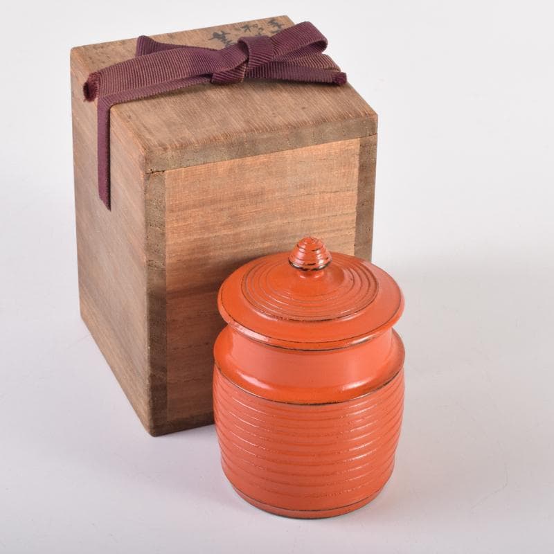 茶道具　根來塗　蓋物　茶入　在銘　共箱　V　7140