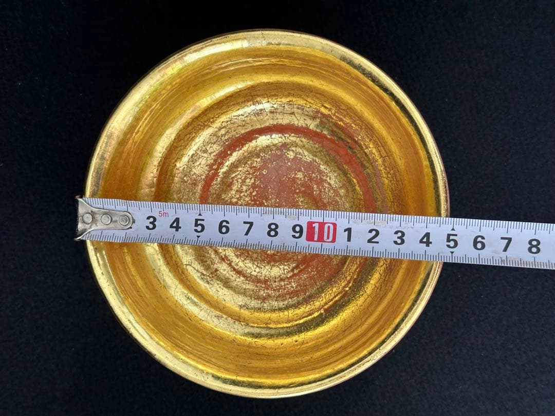 茶道具　京焼　楽入 造　嶋台茶碗　金銀一双　赤楽　共箱