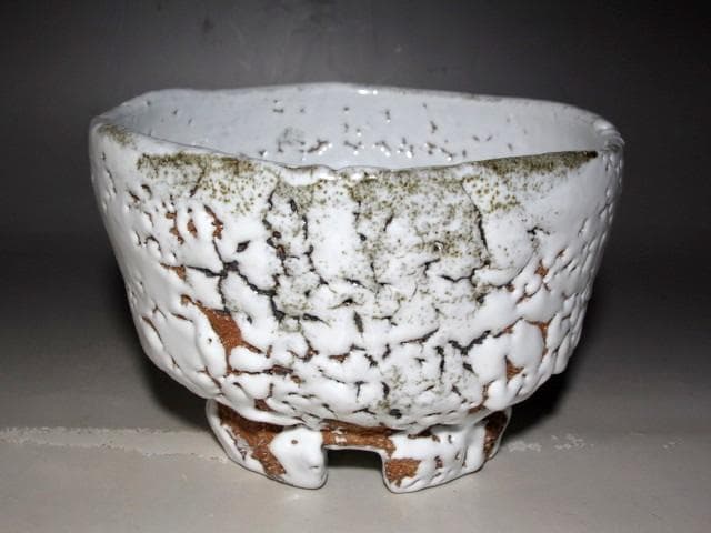 人間国宝 十一代三輪休雪 鬼萩茶碗　裏千家鵬雲斎花押の逸品ｋ783