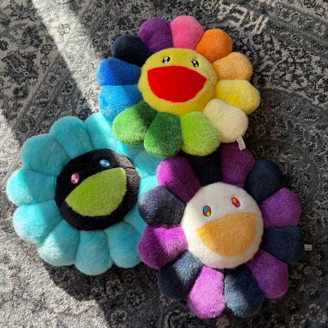 村上隆 フラワークッション お花 30cm レインボーカイカイキキ正規品3点