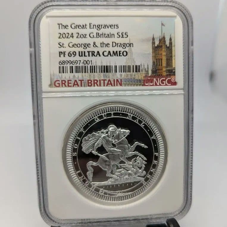 2024/ピストルッチの聖ジョージの竜退治 /2oz銀貨/ NGC PF69UC