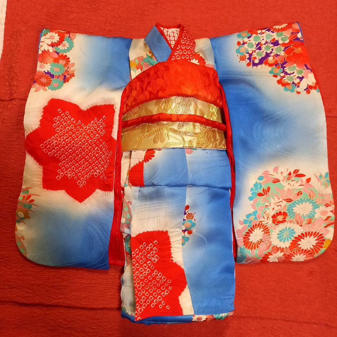 市松人形　ドール　12号　着物　帯　帯締め帯揚げ　正絹　晴れ着