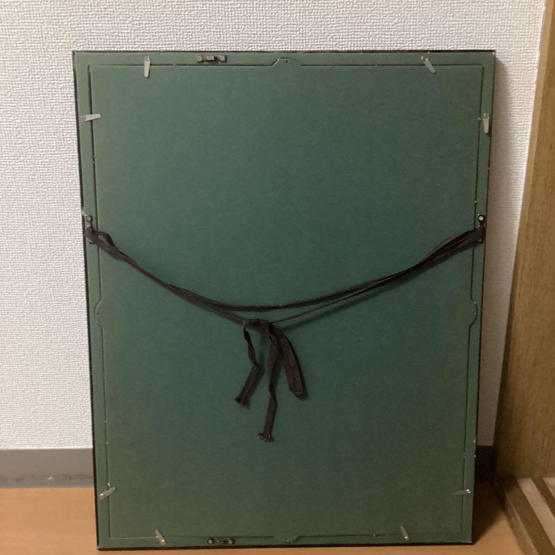 インドネシア　民芸品　布製カロチャ刺繍調　リシェリュ風カットワーク 　木枠額装