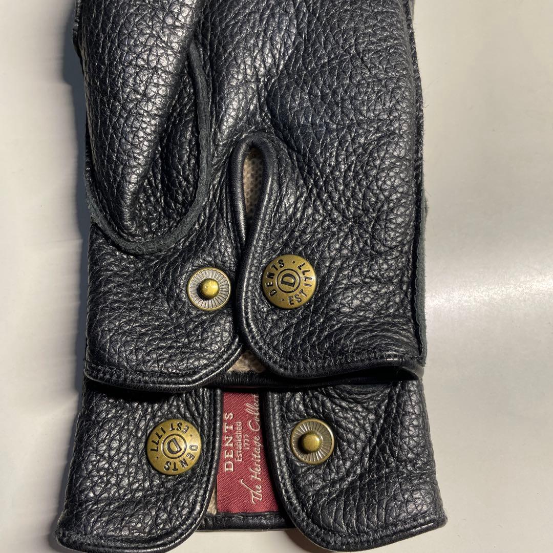 DENTS製 黒色サイズ7 DEERSKIN 鹿1枚革 ライニング交換済