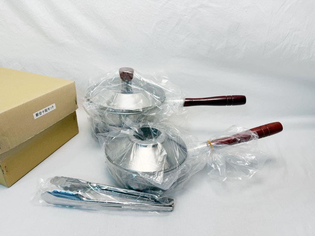 未使用 茶道具 新台十能セット (台十能・火起し・台十能蓋・火起し蓋・トング)