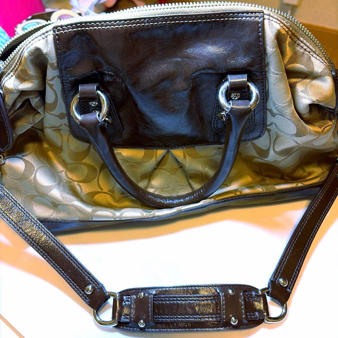 COACH コーチ 2WAY ハンドバッグ シグネチャー ナイロン F15443