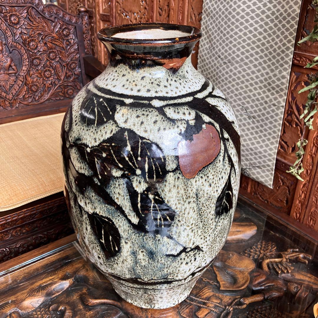 壺　柿図　花びん