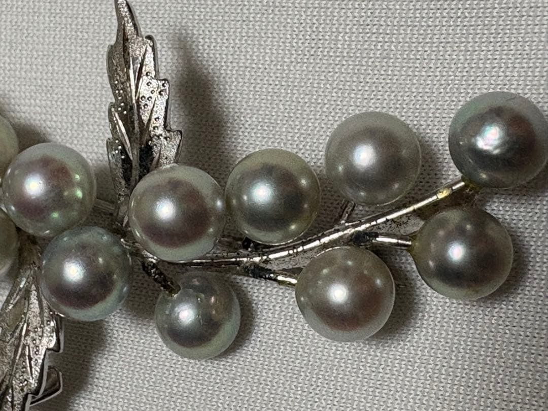 ぶどうモチーフ あこや真珠 ブローチ STERLING刻印 フォーマル