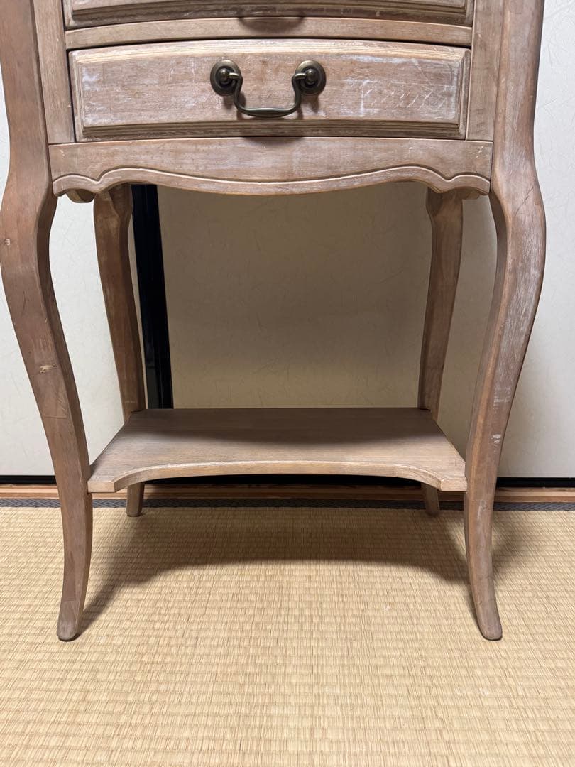 アンティーク調 サイドテーブル　花台 二段　インテリア シャビーシック シャビー