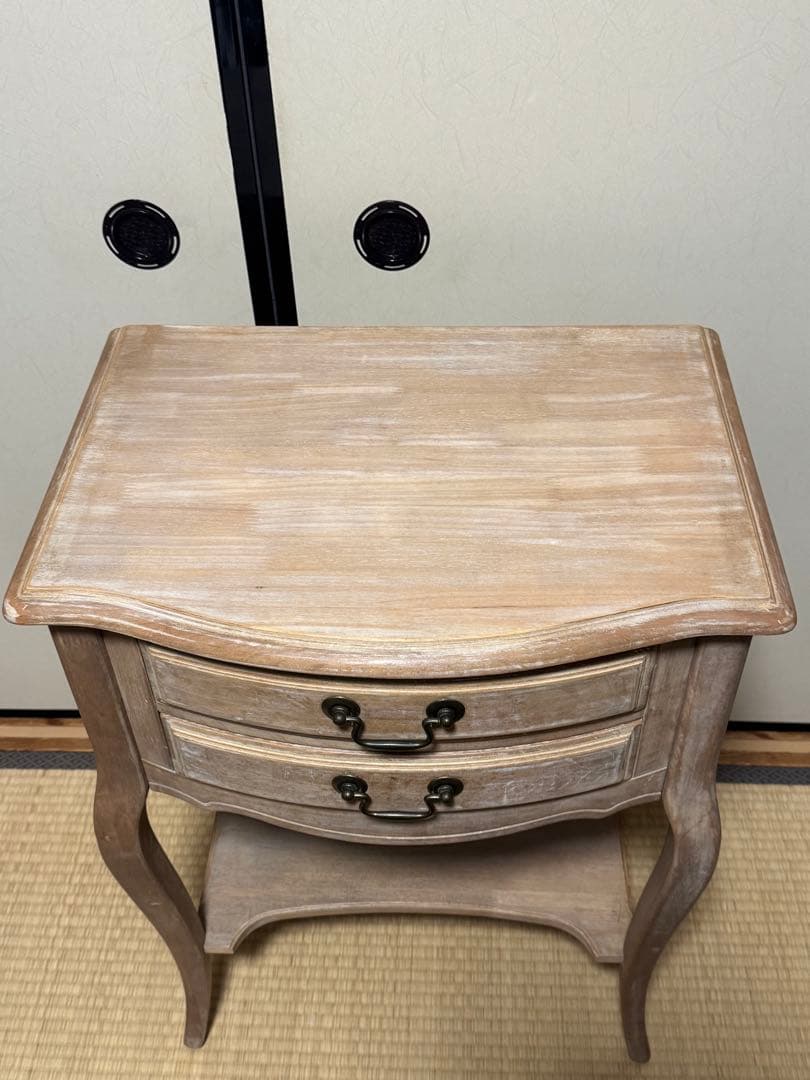 アンティーク調 サイドテーブル　花台 二段　インテリア シャビーシック シャビー