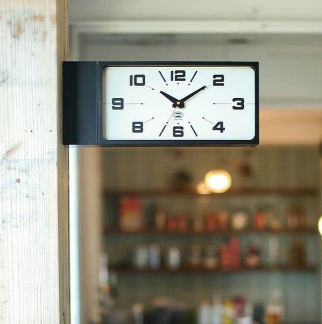 新品 両面時計 クロック ダルトン レクタングル ブラック インダストリアル