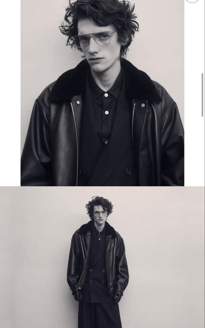 ジャケット・アウター Mouton Collar Sheep Leather Zip Jacket