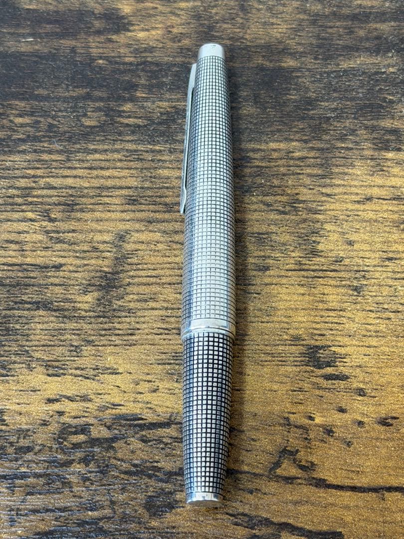 1975年製　18金　白金　全蝕刻　スターリングシルバー　パイロット　万年筆　F