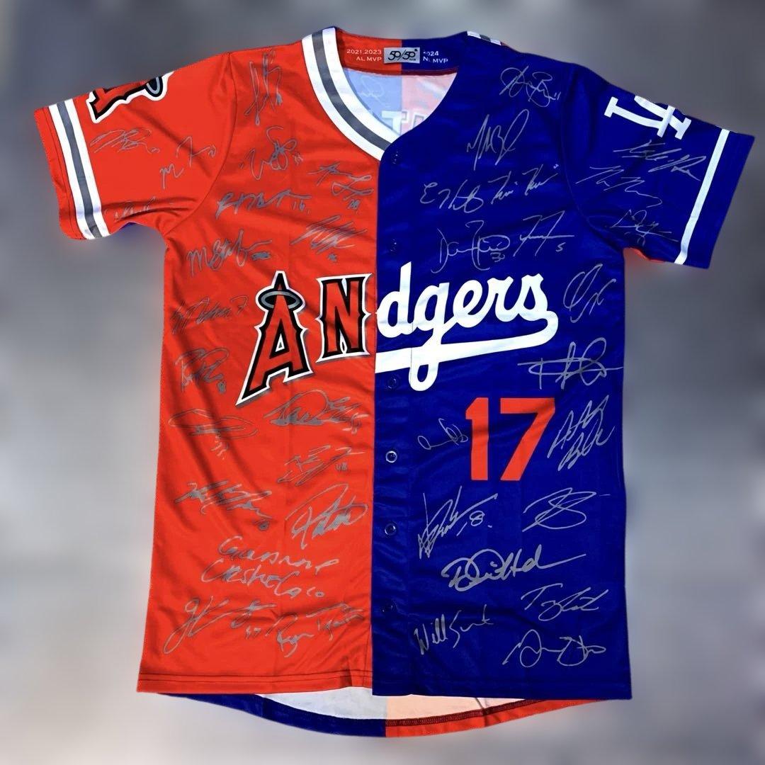 大谷翔平　エンゼルスドジャース　フルメンバーサイン付ミックスユニフォーム　非売品