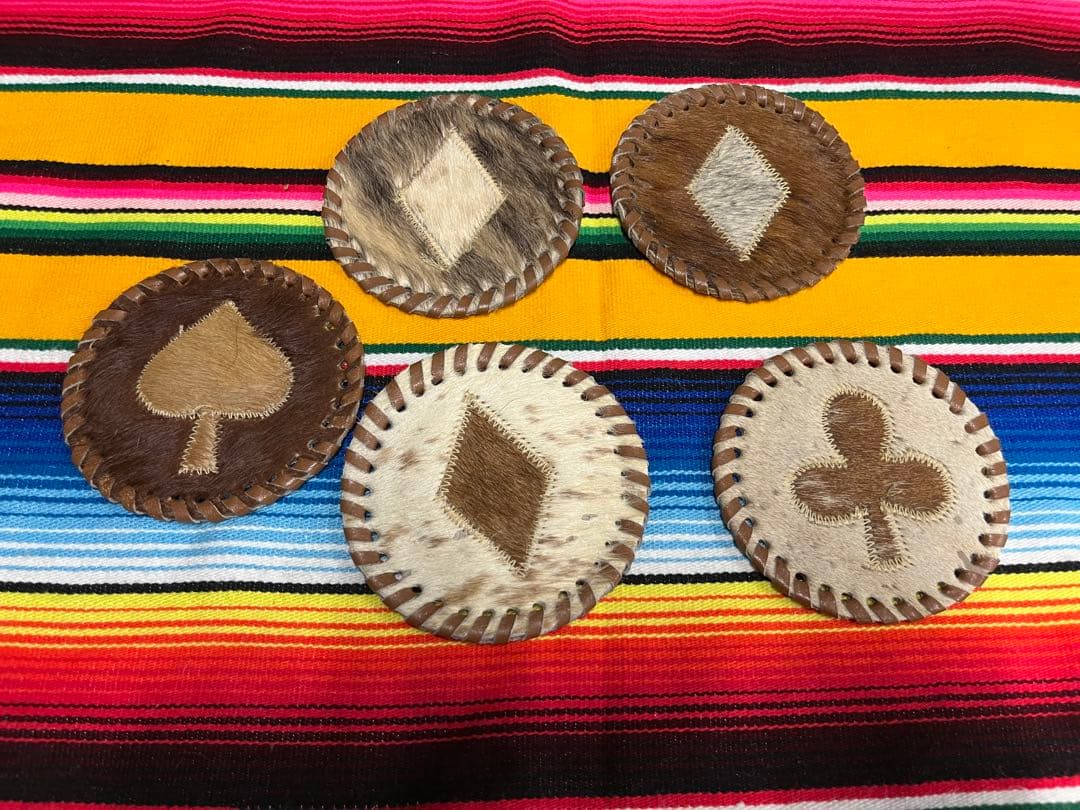 ヴィンテージ ハラコ リアルレザー コースター アクセサリー置き　キャンプ