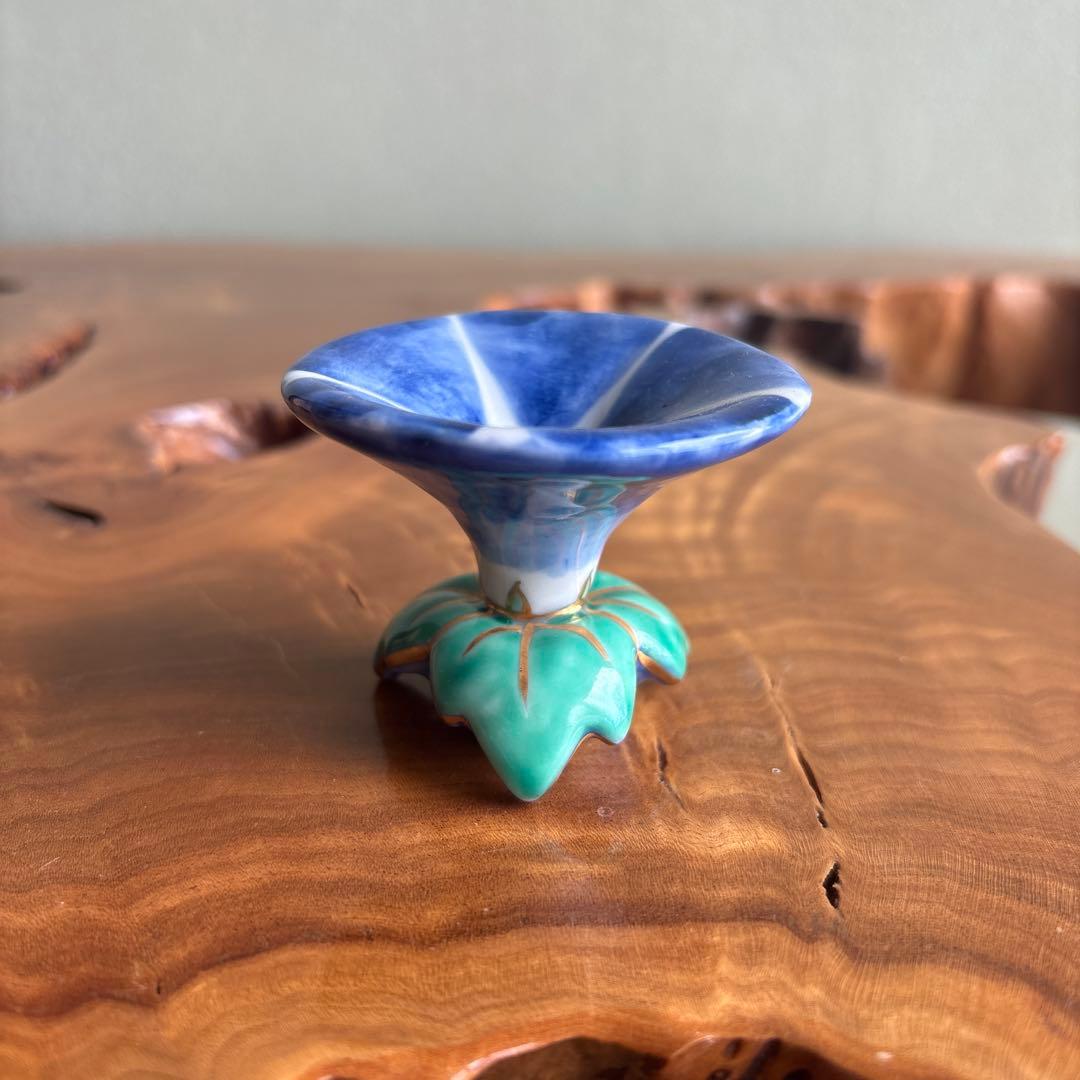 色絵 朝顔蓋置 平安 高野昭阿弥 茶道具 共箱