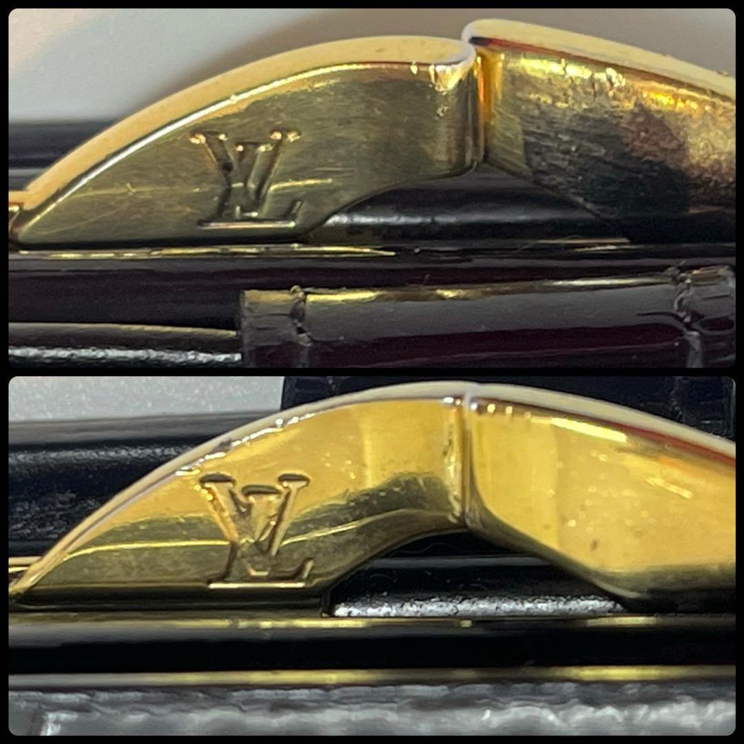 ルイヴィトン ヴェルニ がま口 二つ折り財布 エナメル モノグラム 黒