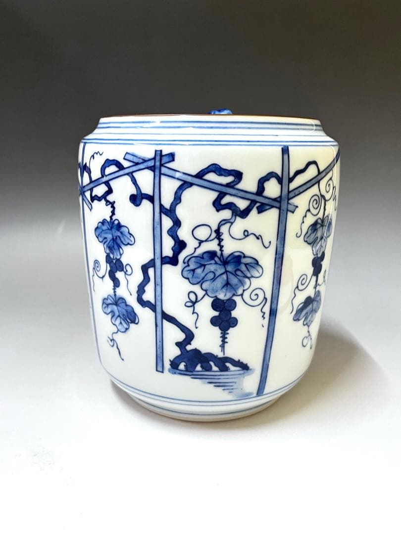 E530 染付葡萄棚繪 水指 茶道具 茶器