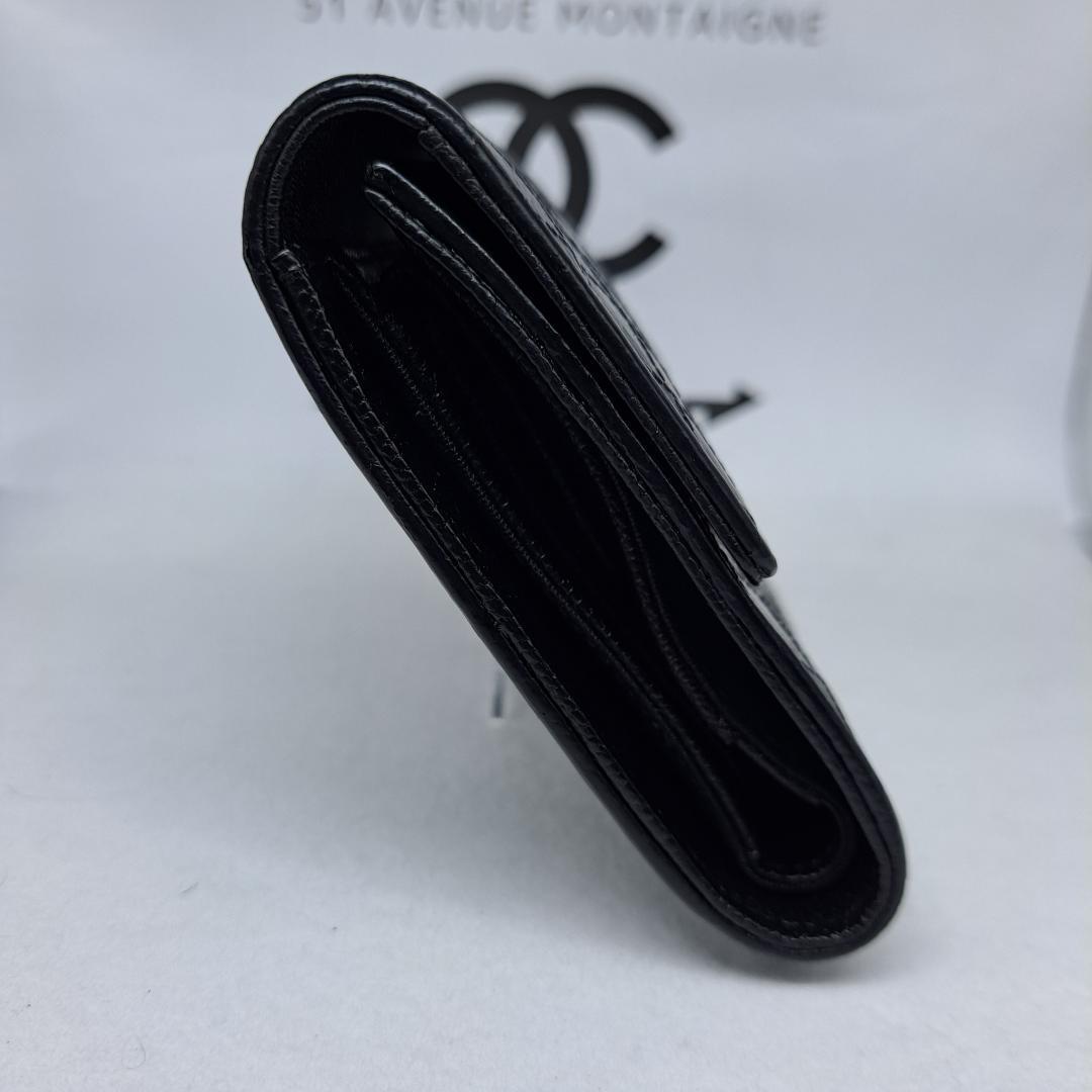 CHANEL　ワイルドステッチ　ブラック　三つ折り財布　長財布　財布