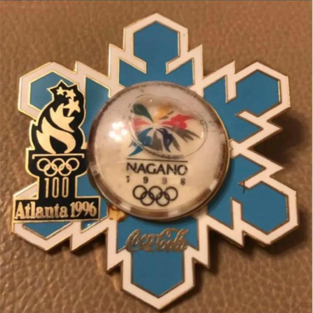 【超劇レア】アトランタ & 長野オリンピック コカコーラ スノーボールピンバッジ
