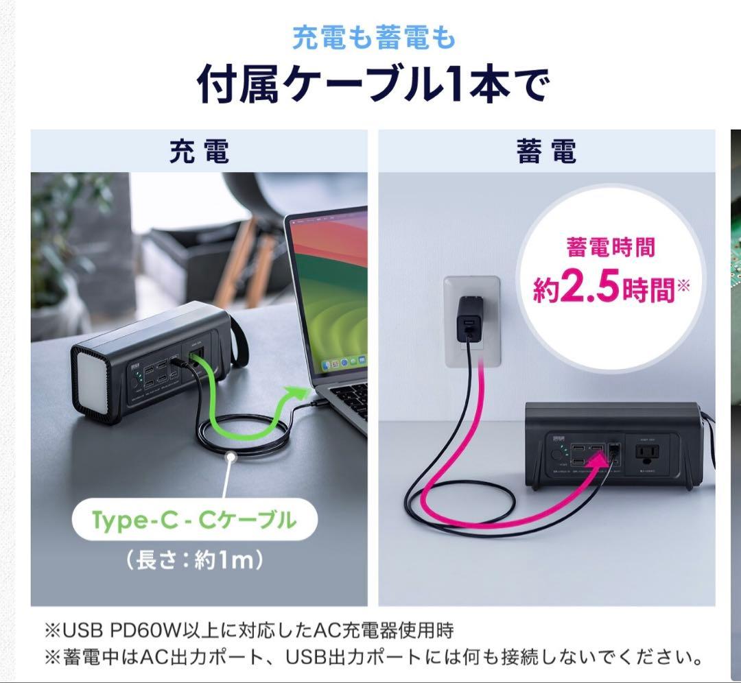『サンワ』ポータブル電源 30000mAh AC USB対応