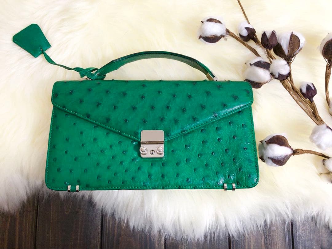 日本製 JRA認定 オーストリッチ公文バッグ 緑