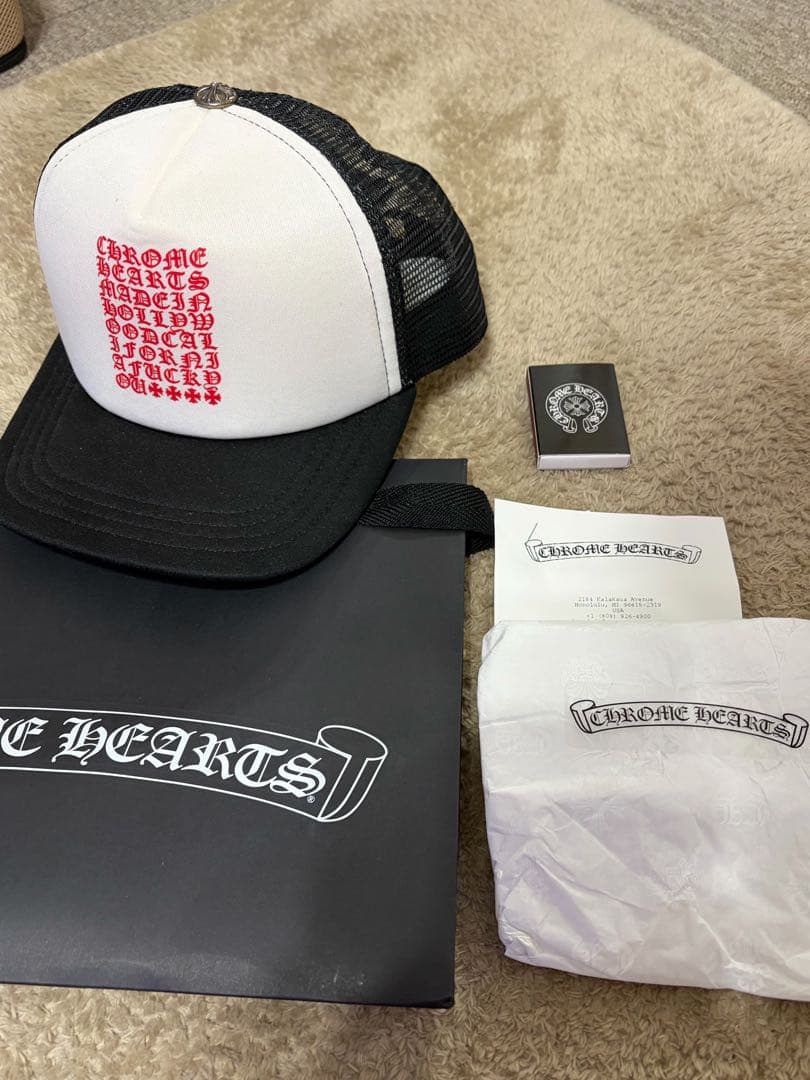 CHROME HEARTS キャップ ホワイト/ブラック