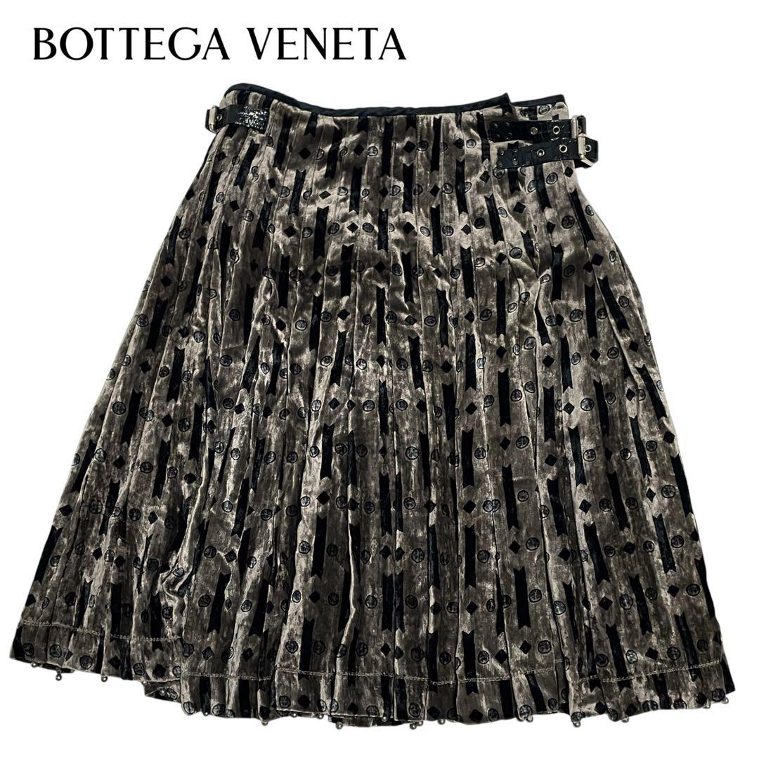 BOTTEGA VENETA /ひざ丈巻きスカート ベルベット 42 m978