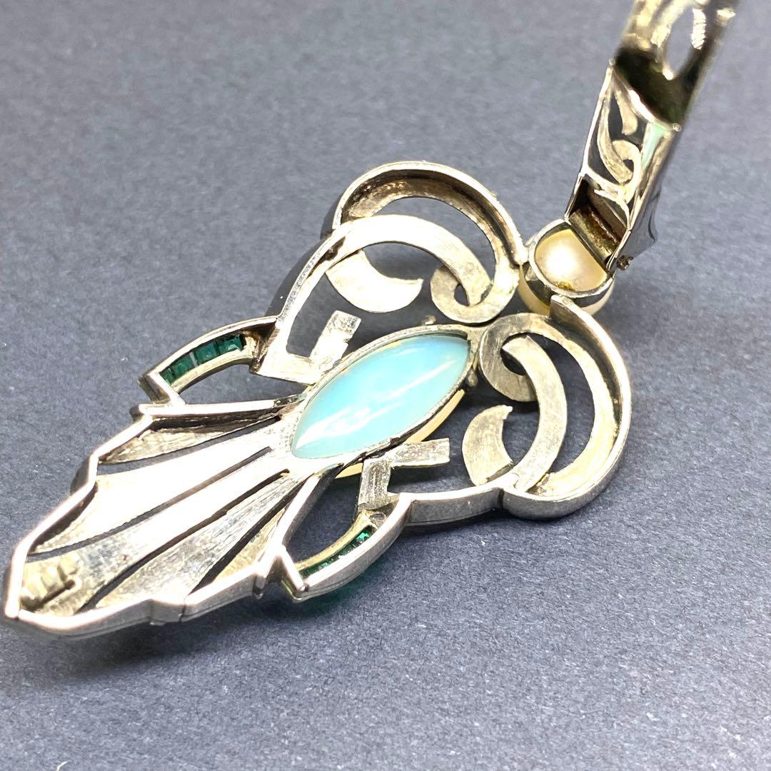 ヴィンテージ☆SPM☆絶品オパールと手彫りの素敵なブローチ☆おまけリング☆戦前