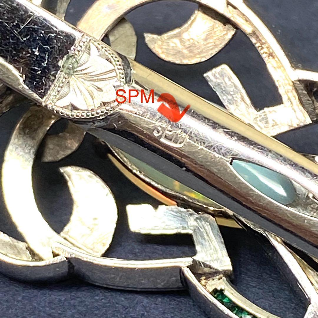 ヴィンテージ☆SPM☆絶品オパールと手彫りの素敵なブローチ☆おまけリング☆戦前