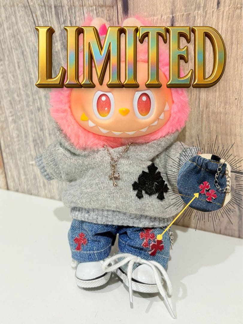 前回即売りきれ！ラブブ一点物｜⚠️早い者勝ち価格‼️本革赤レザークロスパッチ×デニム