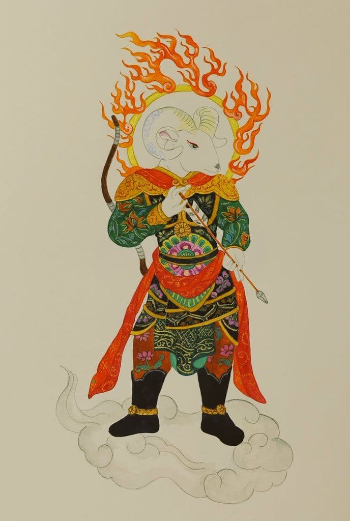 水彩画「十二神将像未神将」