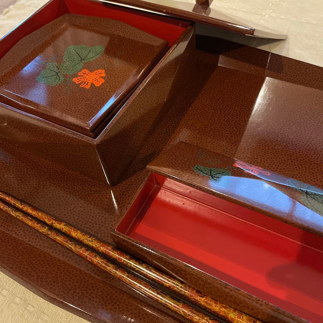 未使用　津軽塗り　菓子器セット　昭和初期