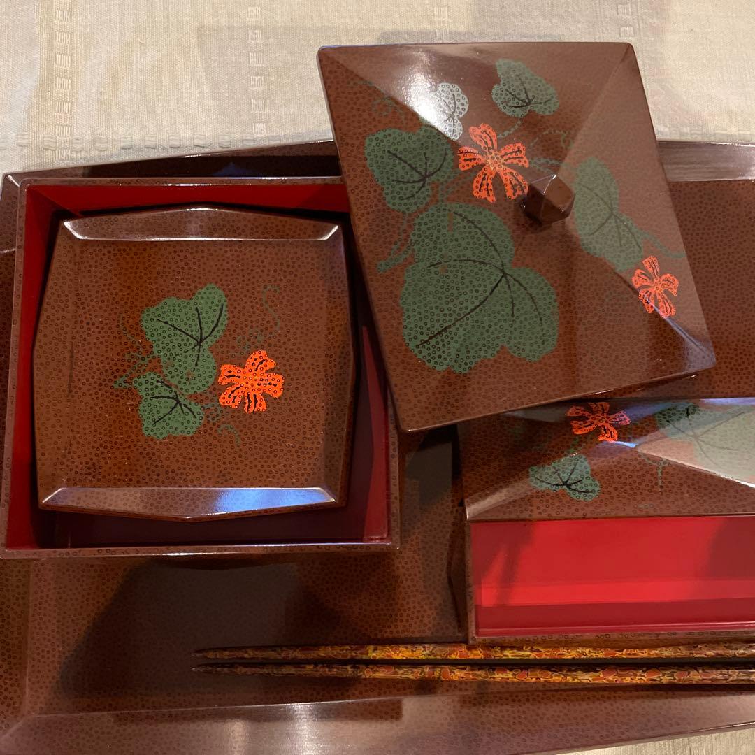 未使用　津軽塗り　菓子器セット　昭和初期