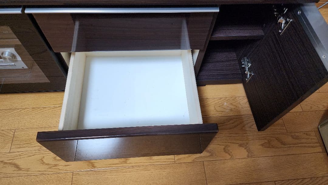 高級 ダークブラウン テレビ台 引き出し付き