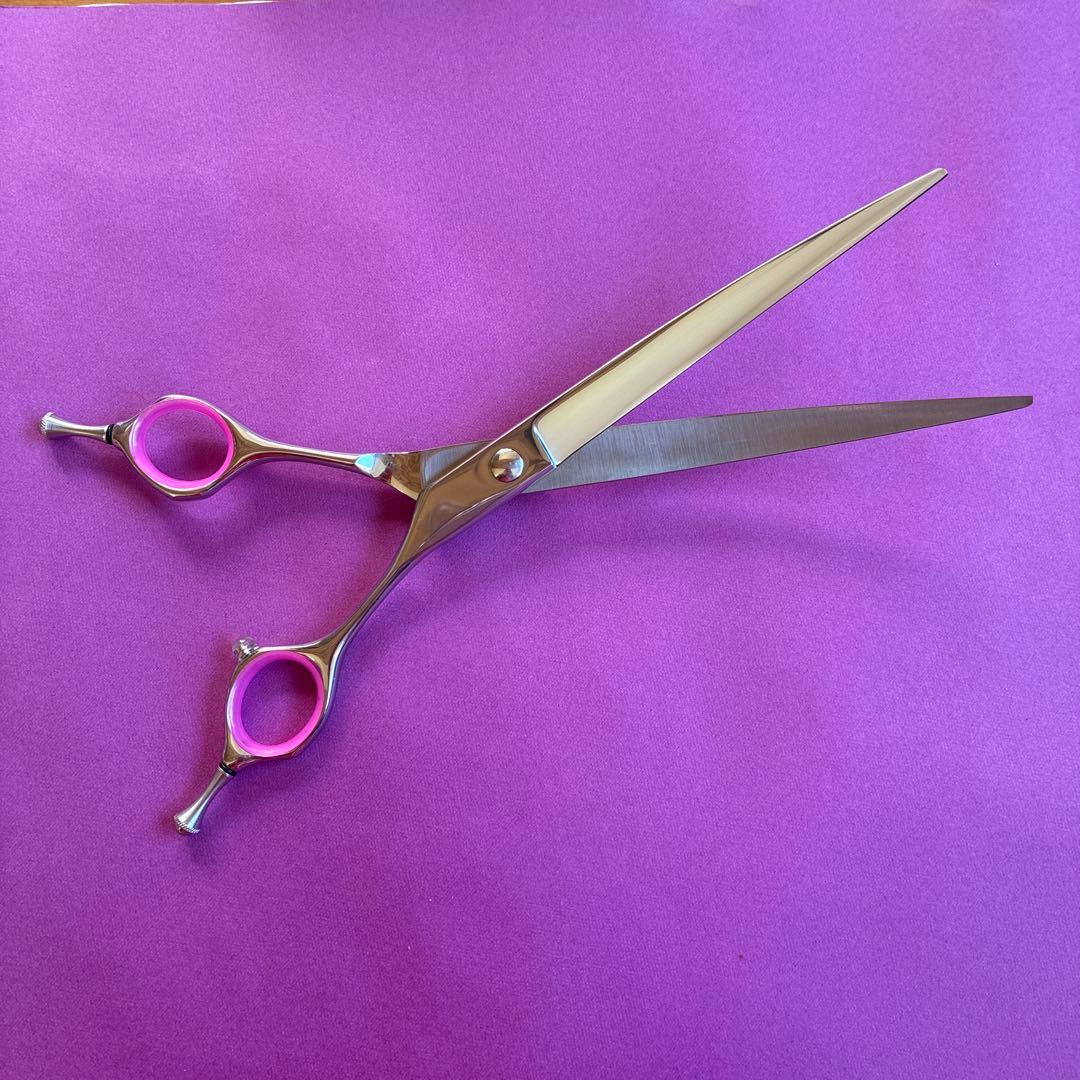 犬用トリミングハサミ ステンレス ピンク カーブシザー