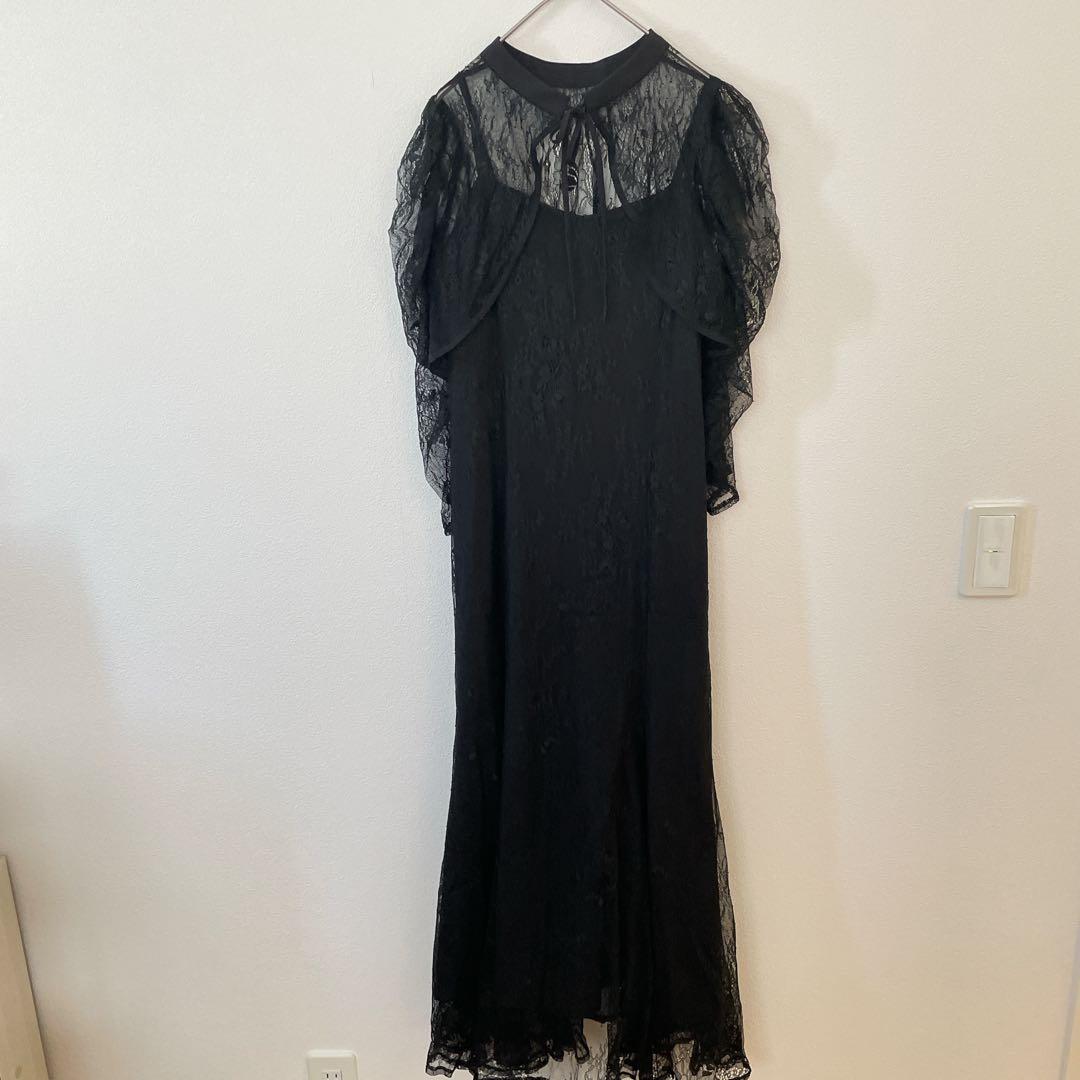 Dorry Doll ボレロレイヤーレースドレス　ブラック　結婚式　お呼ばれ M