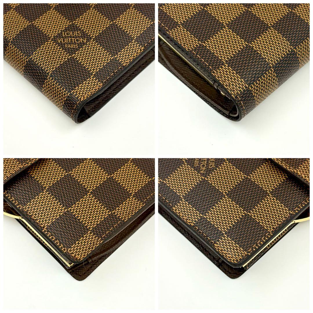 もふこ　ルイヴィトン　ヴィエノワ　折り財布　ダミエ　がま口