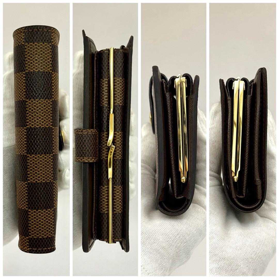 もふこ　ルイヴィトン　ヴィエノワ　折り財布　ダミエ　がま口