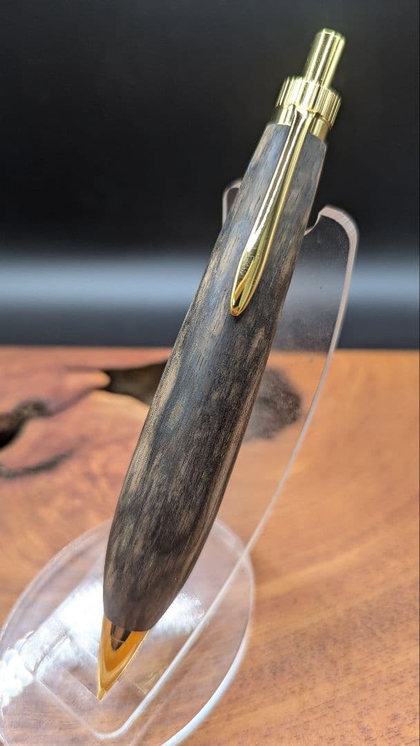 560極上　黒柿孔雀杢　木軸シャーペン　ボールペン　太軸