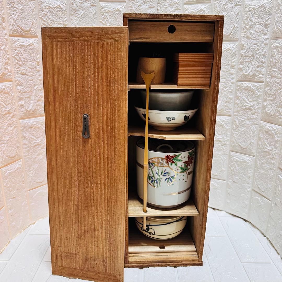 茶道具セット 陶器 茶碗 木製収納　茶道お稽古