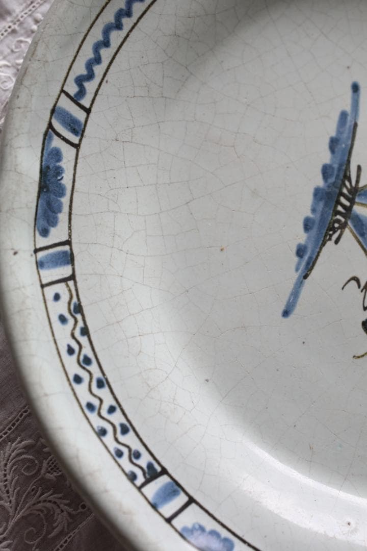 フランス　アンティーク　キュノワール　プレート　皿　ムスティエ