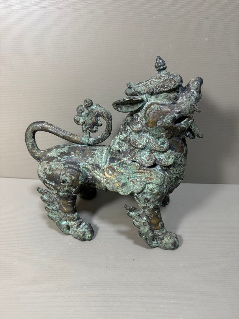 2217 古銅　青銅器　獅子 尊　饕餮紋　唐物 時代物