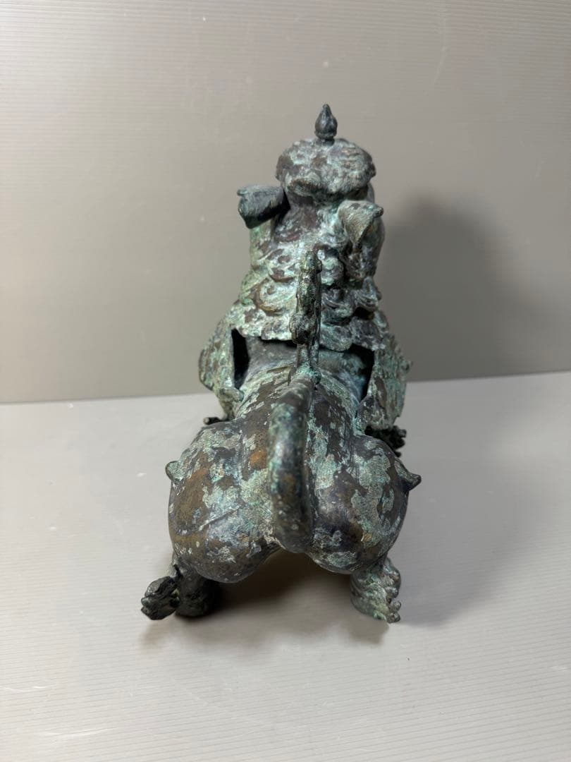 2217 古銅　青銅器　獅子 尊　饕餮紋　唐物 時代物