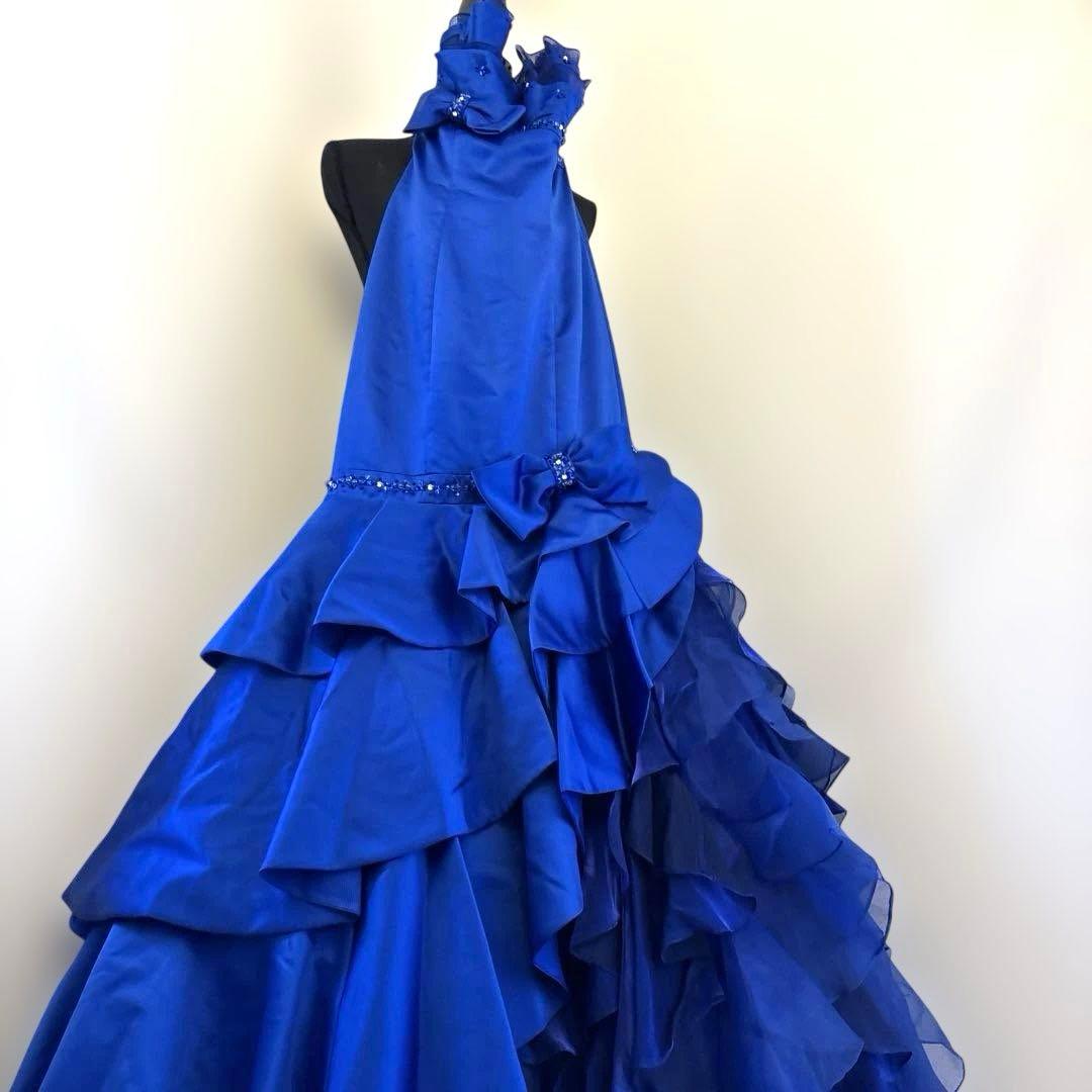京都クラウディア　ドレス　ロイヤルブルー マーメイドライン フリル ゴージャス
