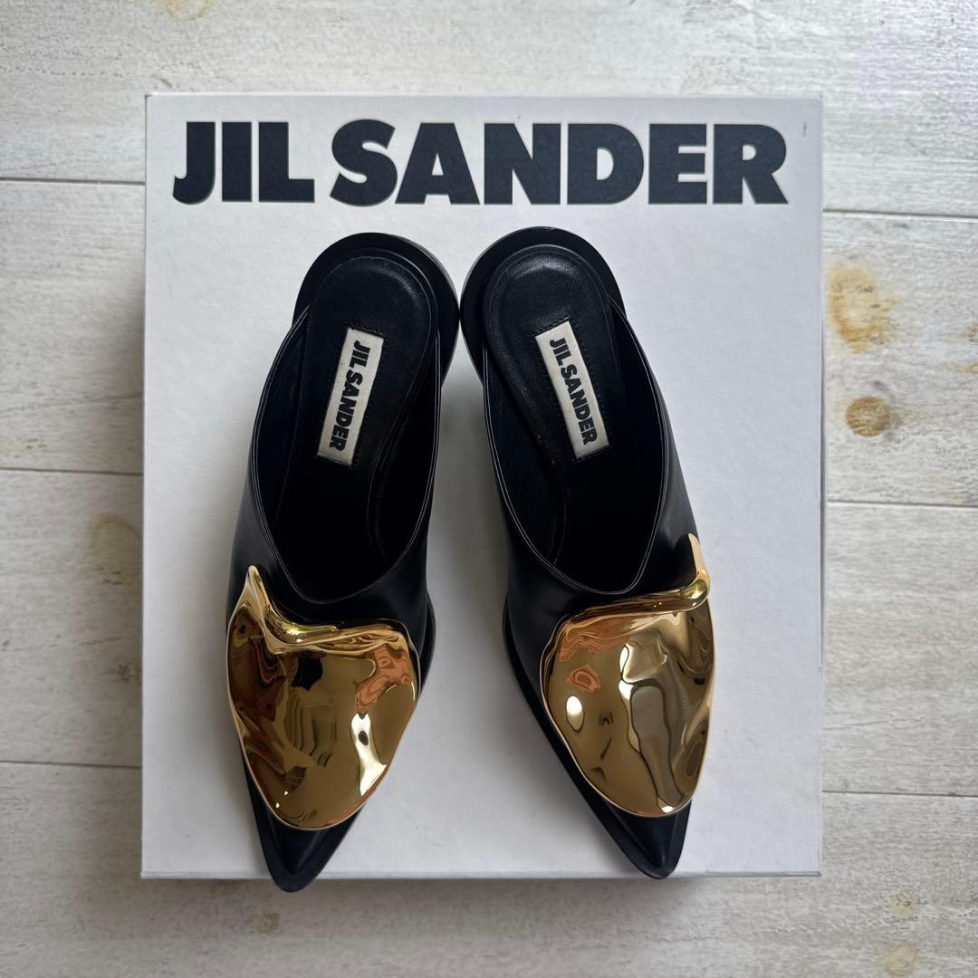 jil sander メタルミュール35 ポインティドトゥサンダル 保存袋付き