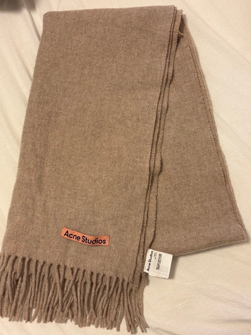 Acne Studios フリンジウールスカーフ　ナロー　オートミールメランジ