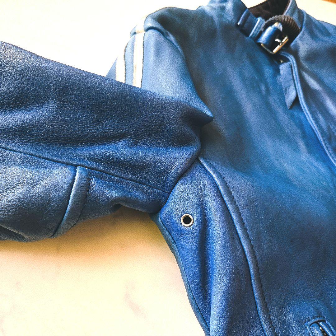 Schott クラシックレーサー レザージャケット M 青 シングルライダース